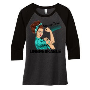 Ovarian Cancer Warrior Unbreakable Women's Tri-Blend 3/4-Sleeve Raglan Shirt