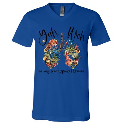 Our Very Breath Speaks His Name Yhwh Christian Religious Gift V-Neck T-Shirt