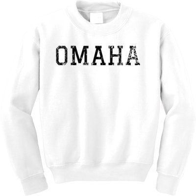 Omaha Vintage Black Text Apparel Kids Sweatshirt