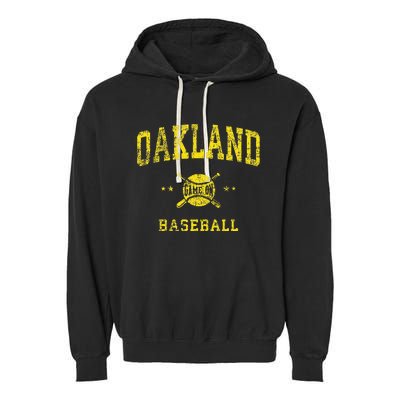 Oakland Vintage Baseball Throwback Retro Design Garment-Dyed Fleece Hoodie