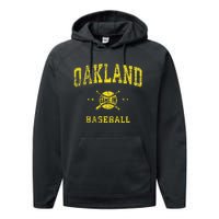 Oakland Vintage Baseball Throwback Retro Design Performance Fleece Hoodie