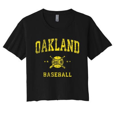 Oakland Vintage Baseball Throwback Retro Design Women's Crop Top Tee