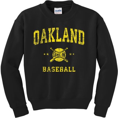 Oakland Vintage Baseball Throwback Retro Design Kids Sweatshirt