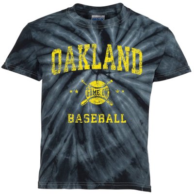 Oakland Vintage Baseball Throwback Retro Design Kids Tie-Dye T-Shirt