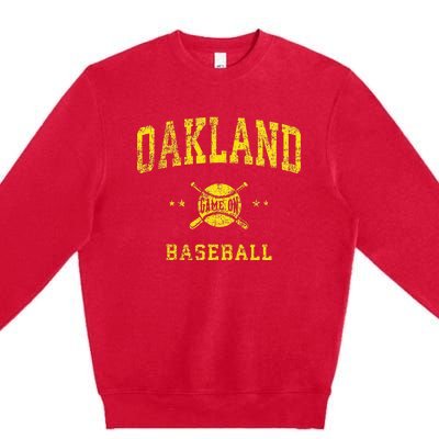 Oakland Vintage Baseball Throwback Retro Design Premium Crewneck Sweatshirt