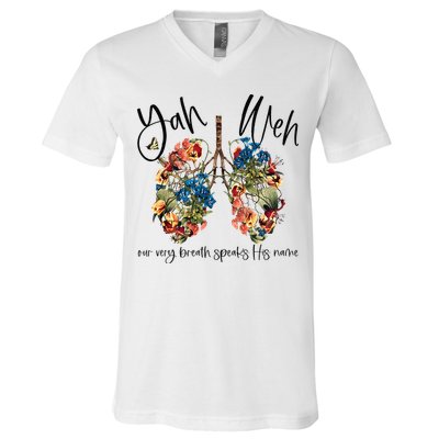 Our Very Breath Speaks His Name YHWH Christian Religious V-Neck T-Shirt