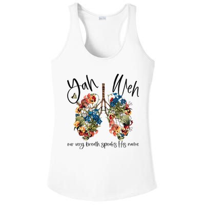Our Very Breath Speaks His Name YHWH Christian Religious Ladies PosiCharge Competitor Racerback Tank