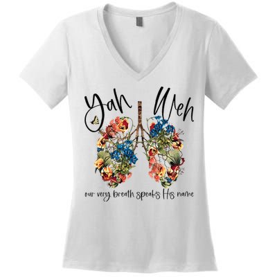 Our Very Breath Speaks His Name YHWH Christian Religious Women's V-Neck T-Shirt