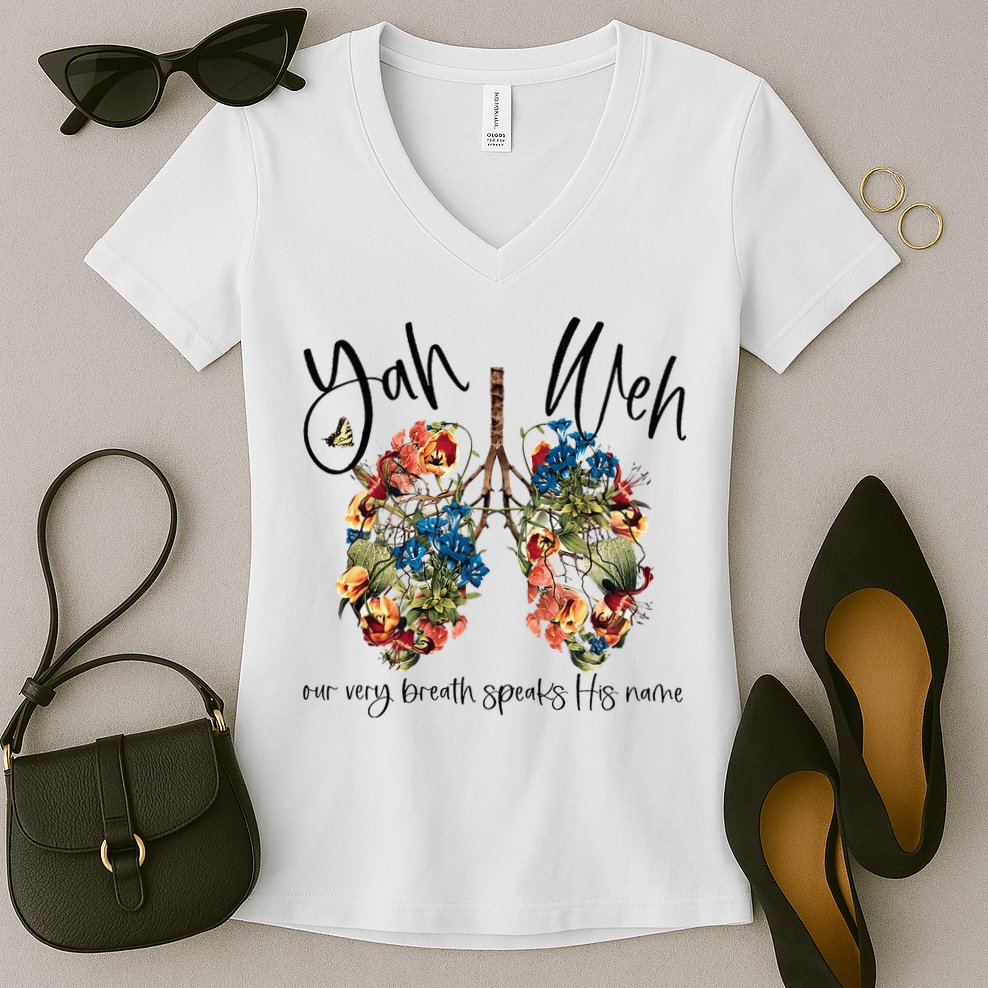 Our Very Breath Speaks His Name YHWH Christian Religious Women's V-Neck T-Shirt
