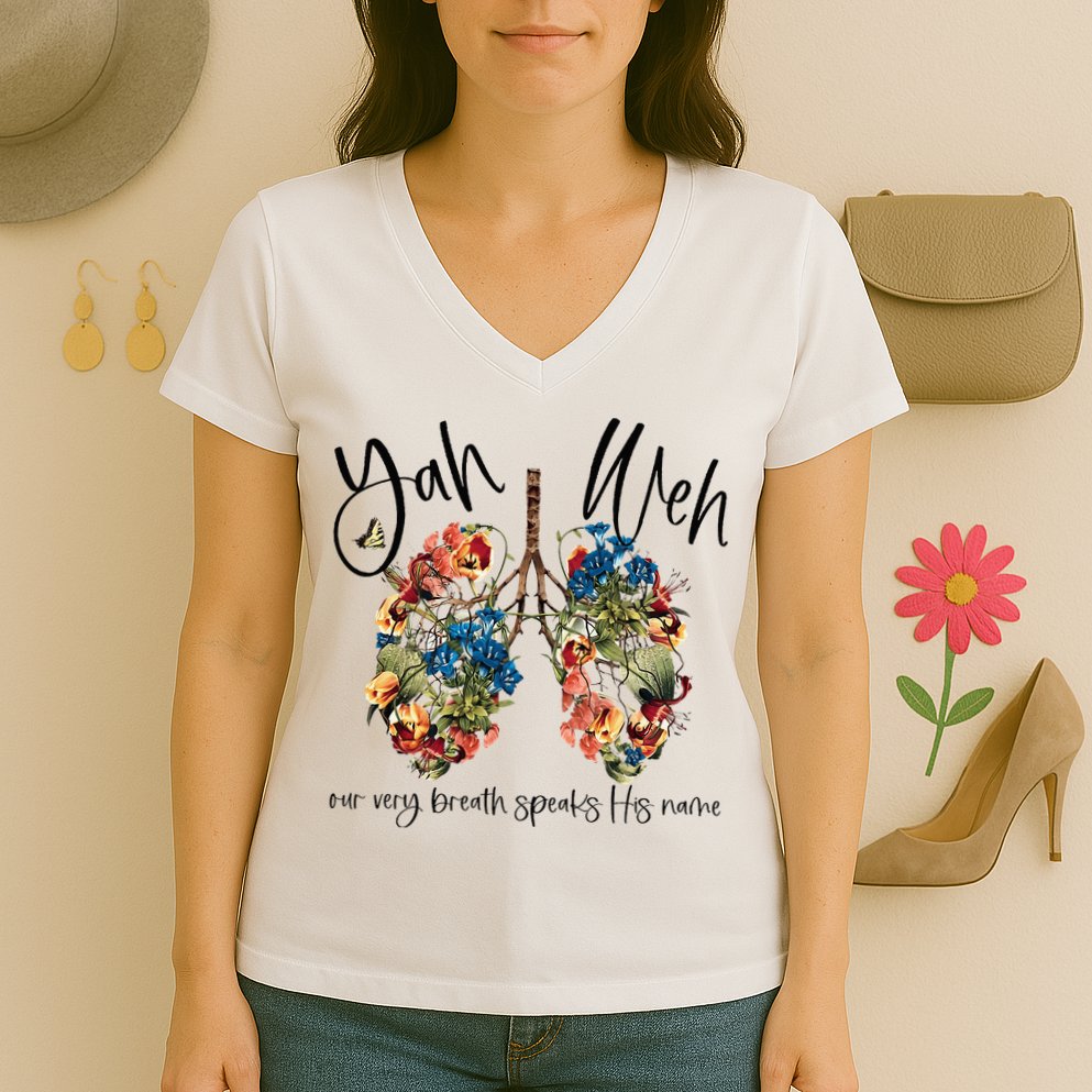 Our Very Breath Speaks His Name YHWH Christian Religious Women's V-Neck T-Shirt