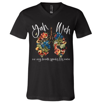 Our Very Breath Speaks His Name Yhwh Christian Religious V-Neck T-Shirt
