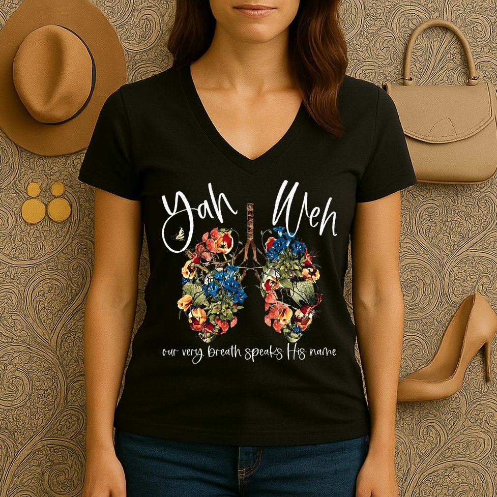 Our Very Breath Speaks His Name Yhwh Christian Religious Women's V-Neck T-Shirt