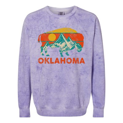 Oklahoma Vintage Bison Buffalo National Park America Souvenir Colorblast Crewneck Sweatshirt