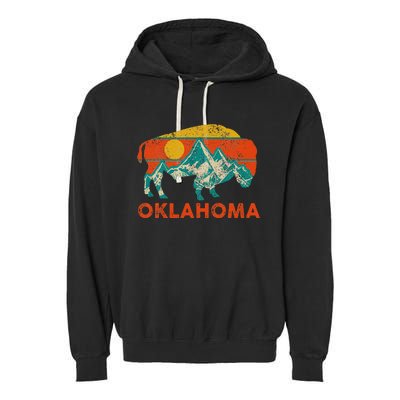 Oklahoma Vintage Bison Buffalo National Park America Souvenir Garment-Dyed Fleece Hoodie