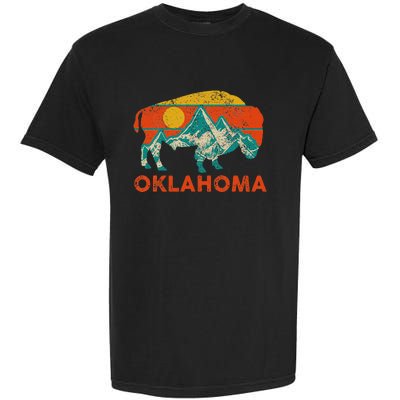 Oklahoma Vintage Bison Buffalo National Park America Souvenir Garment-Dyed Heavyweight T-Shirt