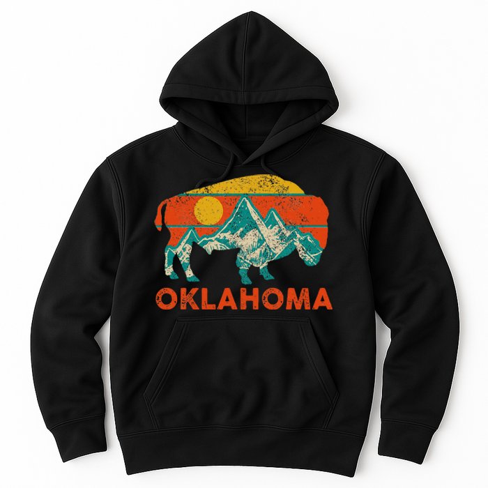 Oklahoma Vintage Bison Buffalo National Park America Souvenir Hoodie