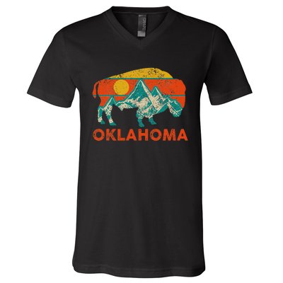 Oklahoma Vintage Bison Buffalo National Park America Souvenir V-Neck T-Shirt