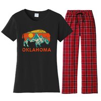 Oklahoma Vintage Bison Buffalo National Park America Souvenir Women's Flannel Pajama Set