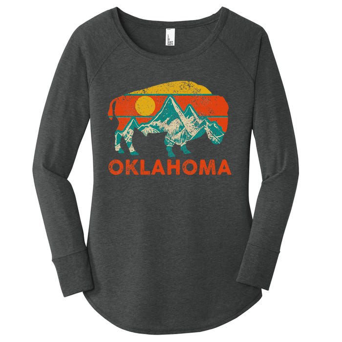 Oklahoma Vintage Bison Buffalo National Park America Souvenir Women's Perfect Tri Tunic Long Sleeve Shirt