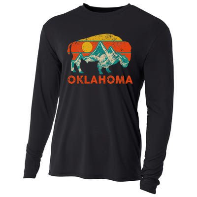 Oklahoma Vintage Bison Buffalo National Park America Souvenir Cooling Performance Long Sleeve Crew