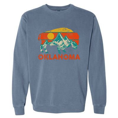 Oklahoma Vintage Bison Buffalo National Park America Souvenir Garment-Dyed Sweatshirt