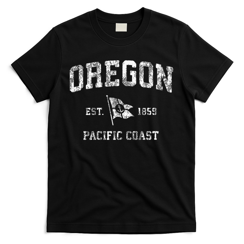 Oregon Vintage Boat Anchor Flag Retro West Coast T-Shirt