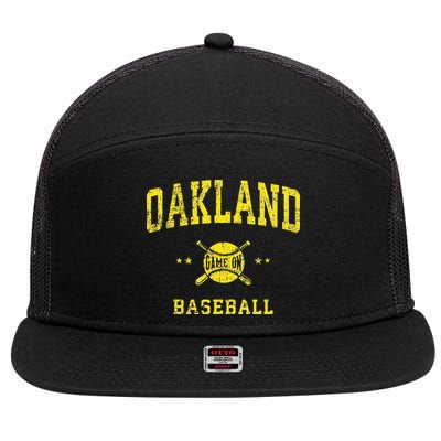 Oakland Vintage Baseball Throwback Retro Design 7 Panel Mesh Trucker Snapback Hat