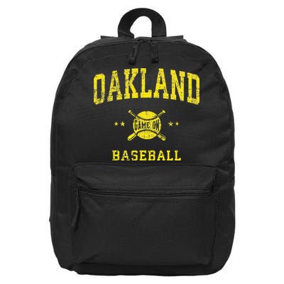 Oakland Vintage Baseball Throwback Retro Design 16 in Basic Backpack