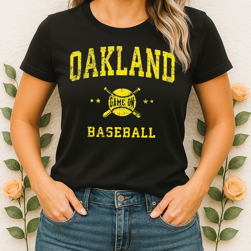 Oakland Vintage Baseball Throwback Retro Design Womens T-Shirt