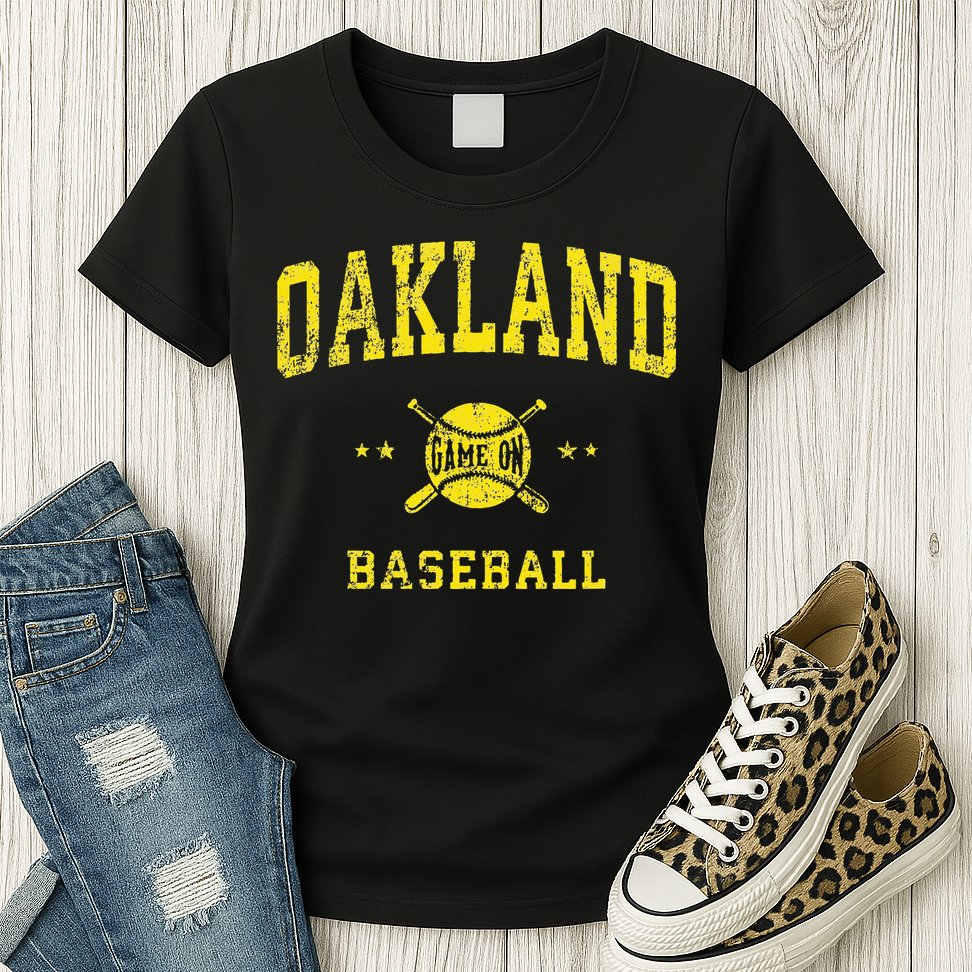 Oakland Vintage Baseball Throwback Retro Design Womens T-Shirt
