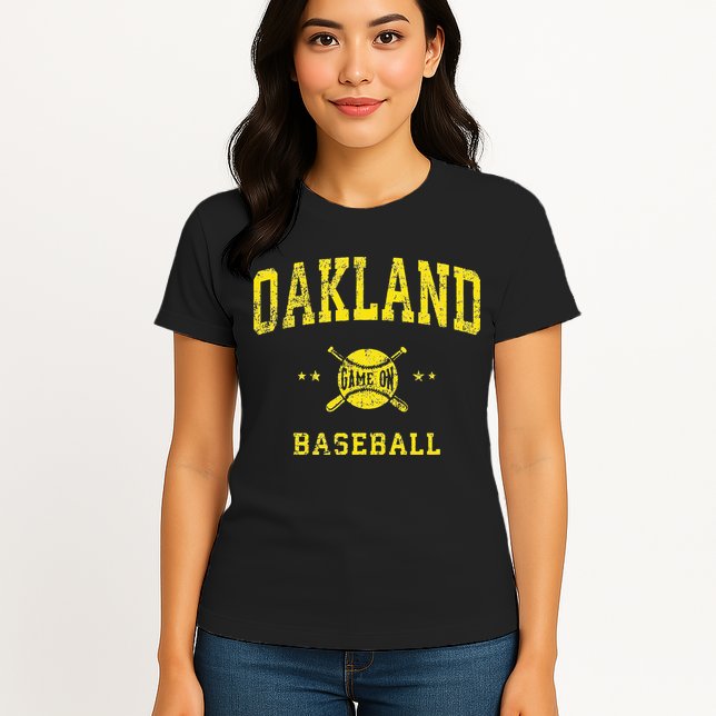Oakland Vintage Baseball Throwback Retro Design Womens T-Shirt