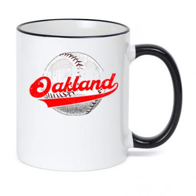 Oakland Vintage Baseball Lover Retro Game Day Dad Mom Gift 11oz Black Color Changing Mug