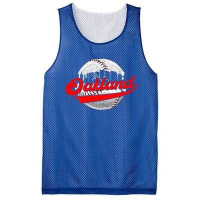 Oakland Vintage Baseball Lover Retro Game Day Dad Mom Gift Mesh Reversible Basketball Jersey Tank