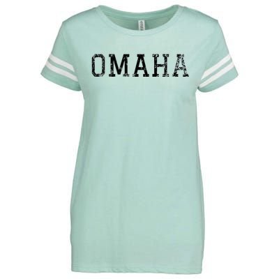 Omaha Vintage Black Text Enza Ladies Jersey Football T-Shirt