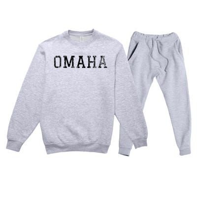 Omaha Vintage Black Text Premium Crewneck Sweatsuit Set