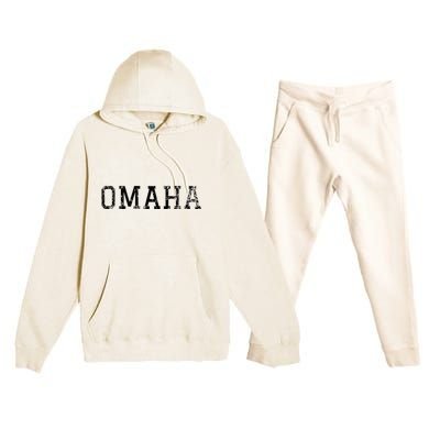 Omaha Vintage Black Text Premium Hooded Sweatsuit Set