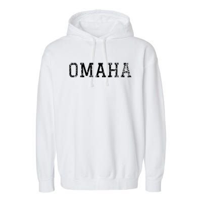 Omaha Vintage Black Text Garment-Dyed Fleece Hoodie