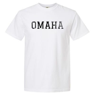 Omaha Vintage Black Text Garment-Dyed Heavyweight T-Shirt