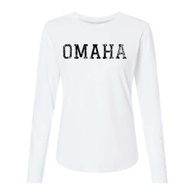 Omaha Vintage Black Text Womens Cotton Relaxed Long Sleeve T-Shirt