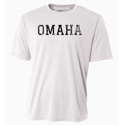 Omaha Vintage Black Text Cooling Performance Crew T-Shirt