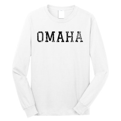 Omaha Vintage Black Text Long Sleeve Shirt