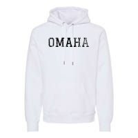 Omaha Vintage Black Text Premium Hoodie