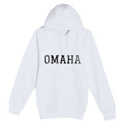 Omaha Vintage Black Text Premium Pullover Hoodie