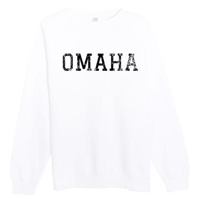 Omaha Vintage Black Text Premium Crewneck Sweatshirt