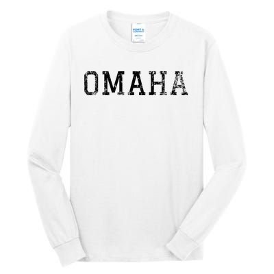 Omaha Vintage Black Text Tall Long Sleeve T-Shirt