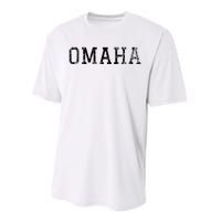 Omaha Vintage Black Text Performance Sprint T-Shirt