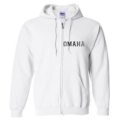 Omaha Vintage Black Text Full Zip Hoodie