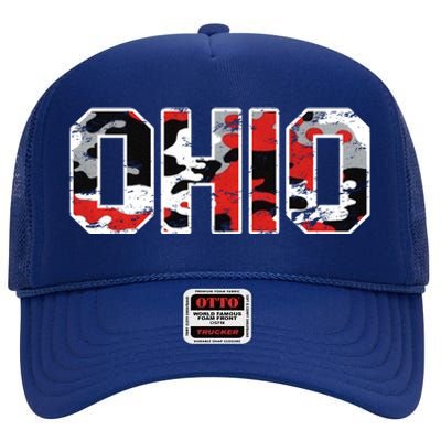 Ohio Vintage Camouflage High Crown Mesh Back Trucker Hat