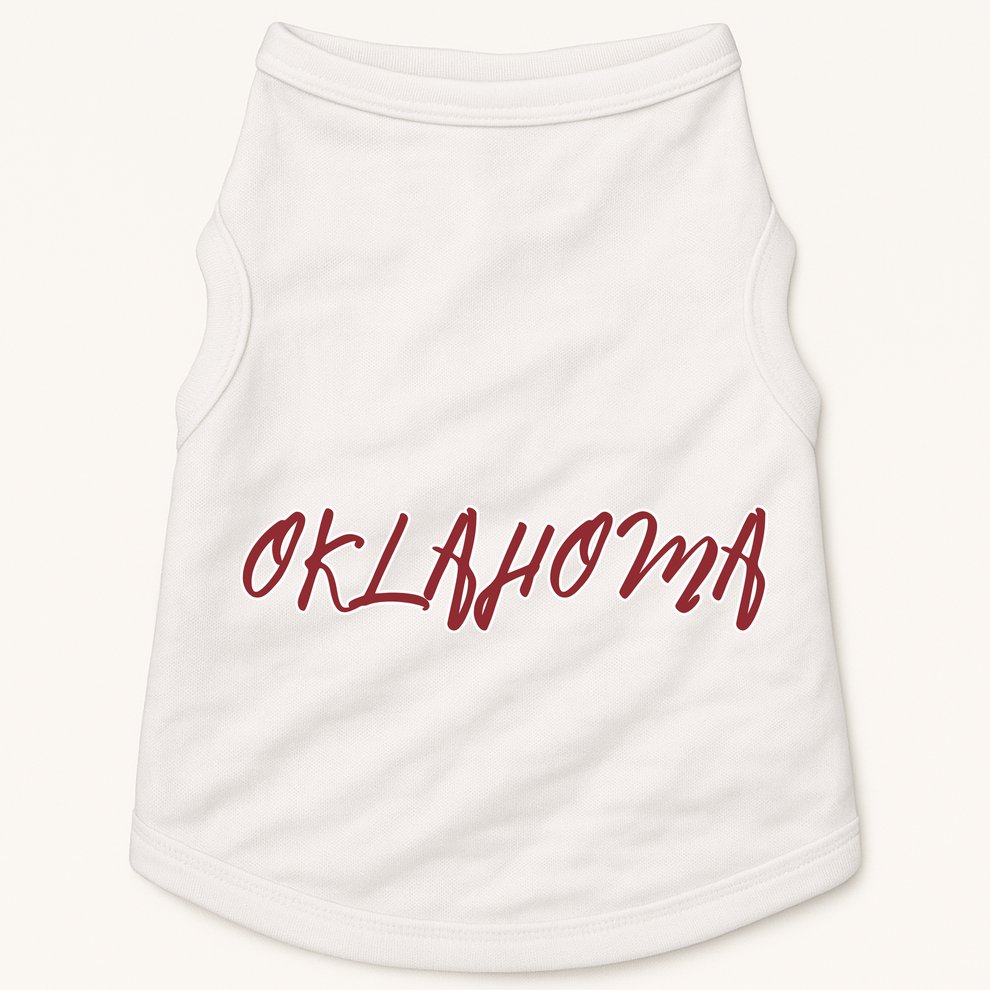 Oklahoma Vintage Cursive College Doggie Tank
