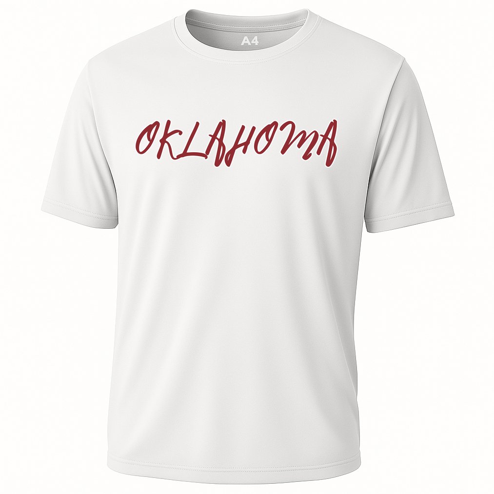Oklahoma Vintage Cursive College Cooling Performance Crew T-Shirt
